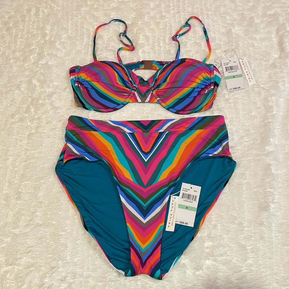 Trina Turk Louvre Rainbow High-Waisted Bikini
